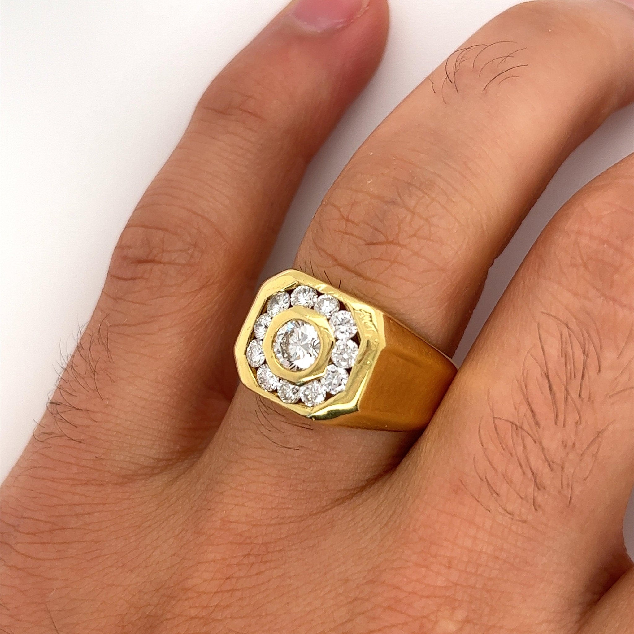 American Diamond Ring For Gents In 22K Gold – Lagu Bandhu